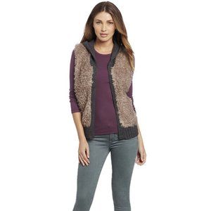Echo Design Faux Fur Open Vest Hooded Small/Medium